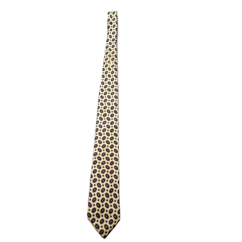 Charles Arndt Birmingham Tie Mens Gold Silk Foulard Paisley Handmade Necktie